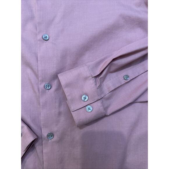 Calvin Klein Men’s Dress Shirt Pink 15.5 34/35 M Steel Plus Slimfit Wrinkle Free - Picture 3 of 12
